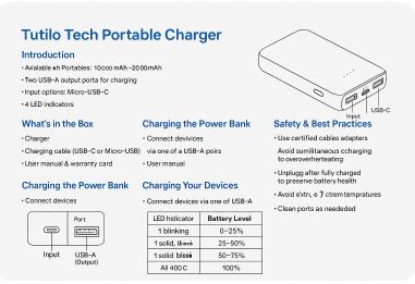 tutilo tech portable charger manual